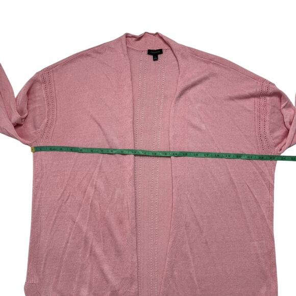 TALBOTS Soft Pink Linen Blend Eyelet Knit Open Cardigan Size Large Womens Curve - Picture 8 of 10